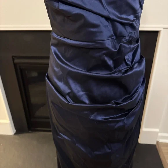 Rickie Freeman for Teri Jon Navy Ruched Evening Gown – Vintage Y2K – Size 6 - Picture 2 of 12